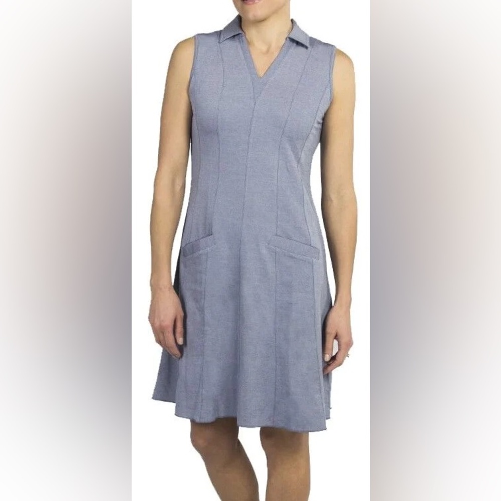 JoFit Womens Golf Spin Dress chambray denim look - Picture 2 of 5
